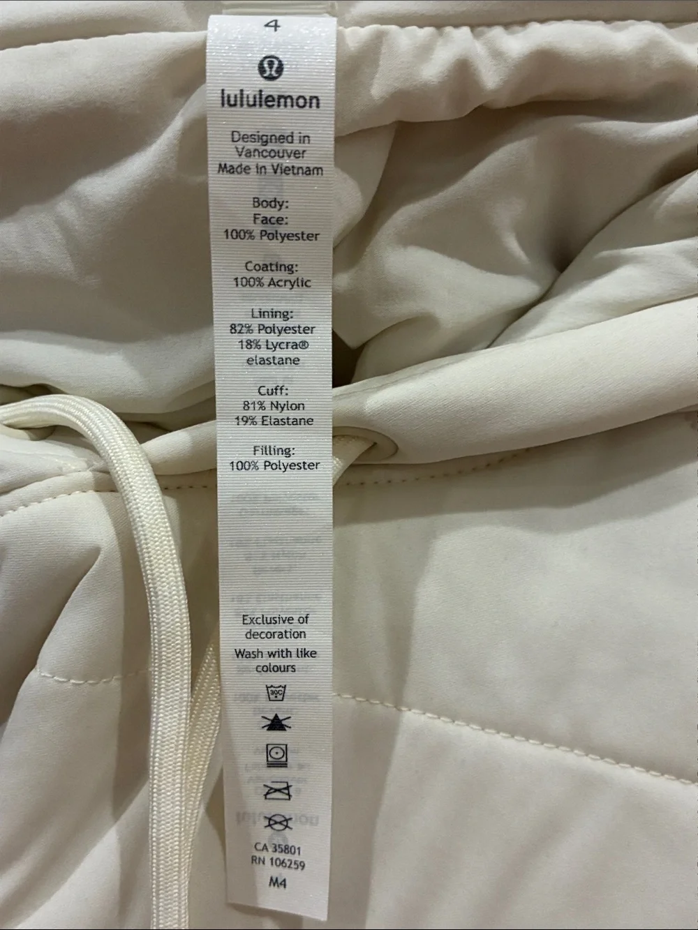 lululemon athletica Quilted Hooded Puffer - Cream